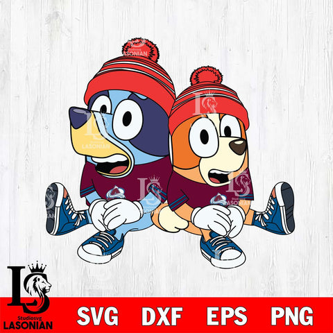 Colorado Avalanche Bluey & Bingo Christmas Svg Eps Dxf Png File, Digital Download, Instant Download