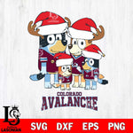 Colorado Avalanche Christmas Bluey Santa Family Svg, Christmas Svg , NHL svg , Digital Download, dxf eps png pdf file