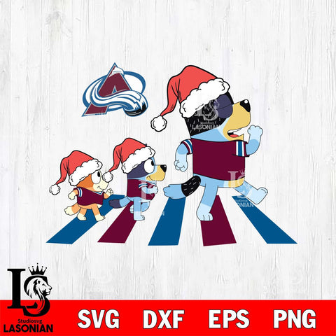 Colorado Avalanche Family Bluey Walking Christmas Svg Eps Dxf Png File, Digital Download, Instant Download