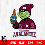 Colorado Avalanche Grinch Drinking Beer Christmas Cut Files, Cricut,Christmas Svg Dxf Eps Png file , Digital Download