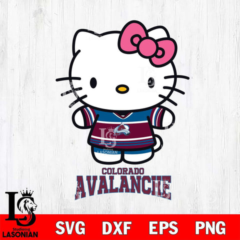 Colorado Avalanche Hello Kitty NHL Hockey SVG DXF EPS PNG FILE,NHL File Cut,Disney Digital Download,Instant Download, Silhouette