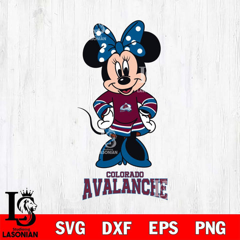 Colorado Avalanche Minnie Mouse NHL Hockey SVG DXF EPS PNG FILE,NHL File Cut,Disney Digital Download,Instant Download, Silhouette