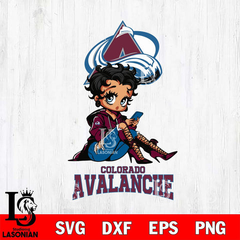 Colorado Avalanche Style Black Fan Girl Betty Boop, Svg Eps Dxf Png File, Digital Download