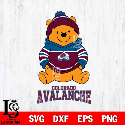 Colorado Avalanche Winnie The Pooh Hockey SVG DXF EPS PNG FILE,NHL File Cut,Disney Digital Download,Instant Download, Silhouette