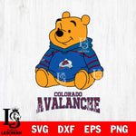 Colorado Avalanche Winnie The Pooh NHL Hockey SVG DXF EPS PNG FILE,NHL File Cut,Disney Digital Download,Instant Download, Silhouette