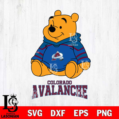 Colorado Avalanche Winnie The Pooh NHL Hockey SVG DXF EPS PNG FILE,NHL File Cut,Disney Digital Download,Instant Download, Silhouette