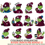Colorado Avalanche  Boujee Grinch NHL Bundle 12 SVG Eps Dxf Png File, Digital Download, Instant Download