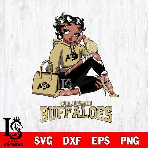 Colorado Buffaloes Awesome Black Fan Girl Betty Boop, Svg Eps Dxf Png File, Digital Download