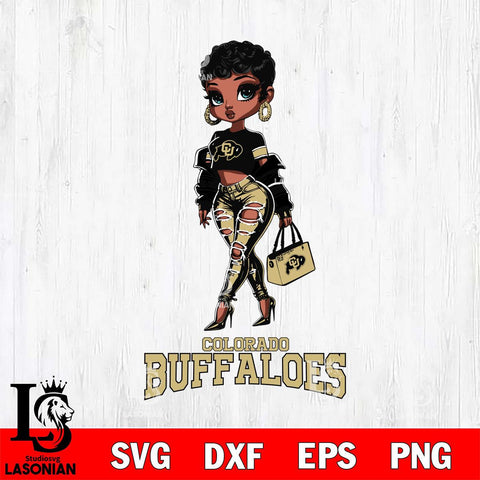 Colorado Buffaloes Beautiful Black Fan Girl, Svg Eps Dxf Png File, Digital Download