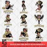Colorado Buffaloes Black Fan Girl Betty Boop Bundle 9, Svg Eps Dxf Png File, Digital Download