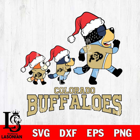 Colorado Buffaloes Bluey Family Christmas Svg Eps Dxf Png File, Digital Download