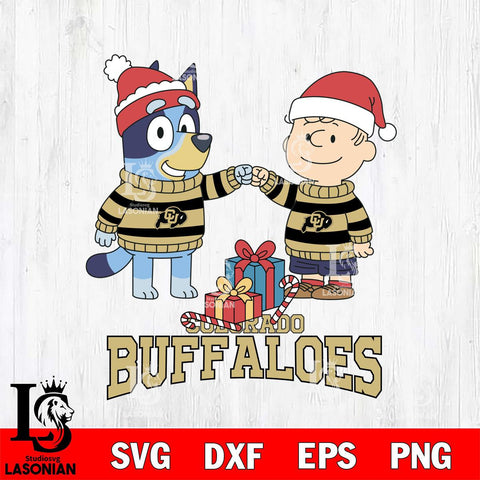 Colorado Buffaloes Bluey With Charlie Brown Christmas File Cut, NCAA SVG DXF EPS PNG FILE, Digital Download,Instant Download, Silhouette