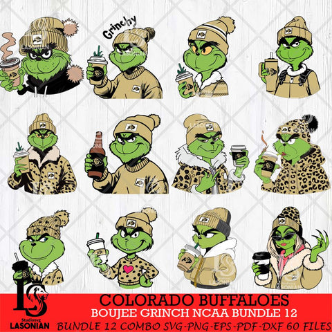 Colorado Buffaloes Boujee Grinch NCAA Bundle 12 SVG Eps Dxf Png File, Digital Download, Instant Download