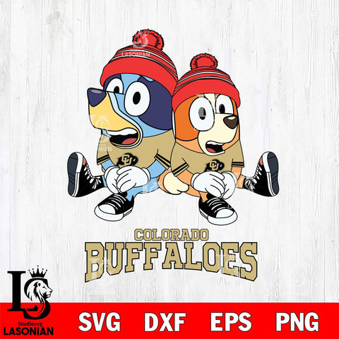 Colorado Buffaloes Christmas Bluey & Bingo Sit Cut Files,Bluey Cricut,Christmas Svg , Bluey svg , Digital Download, dxf eps png pdf file
