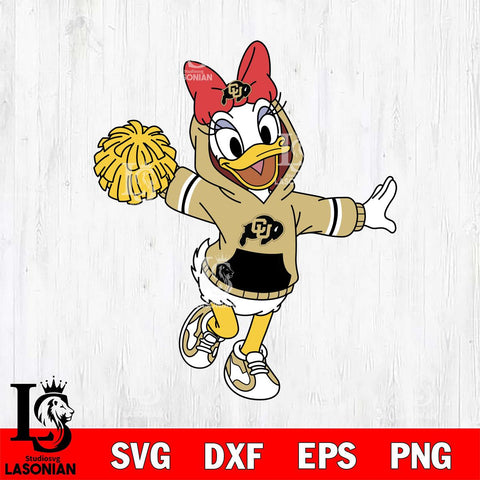 Colorado Buffaloes Daisy Duck Cheerleader Christmas File Cut, NCAA SVG DXF EPS PNG FILE, Digital Download , Criucut , Silhouette