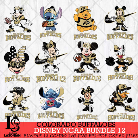 Colorado Buffaloes Disney NCAA Bundle Svg PNG 12 Svg Eps Dxf Png File, Digital Download