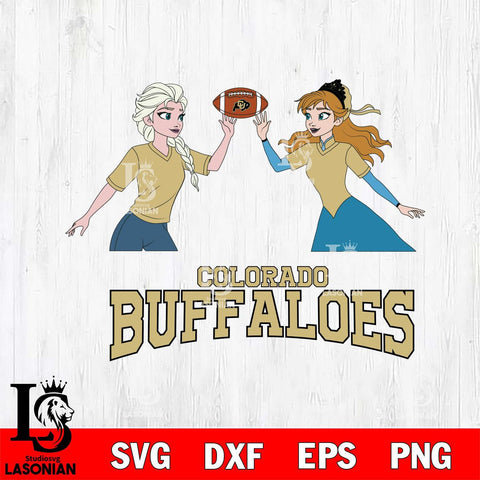 Colorado Buffaloes Elsa & Anna Football Cricut,Christmas SVG DXF EPS PNG FILE, NCAA Digital Download,Instant Download, Silhouette