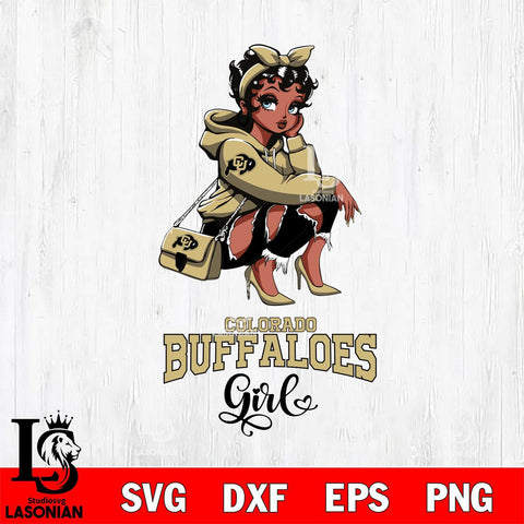Colorado Buffaloes Fashion Black Fan Girl Betty Boop, Svg Eps Dxf Png File, Digital Download