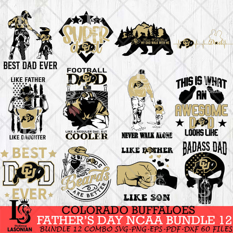 Colorado Buffaloes Fathers Day NCAA Bundle 12 Svg Eps Dxf Png File, Digital Download, Instant Download