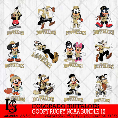 Colorado Buffaloes Goofy Rugby Disney NCAA Bundle 12 SVG DXF EPS PNG FILE,NCAA bundle svg ,Football Digital Download,Instant Download, Silhouette