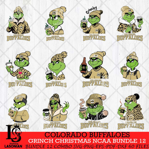 Colorado Buffaloes Grinch Christmas NCAA Bundle 12 Svg Eps Dxf Png File,Cricut files, Digital Download, Instant Download