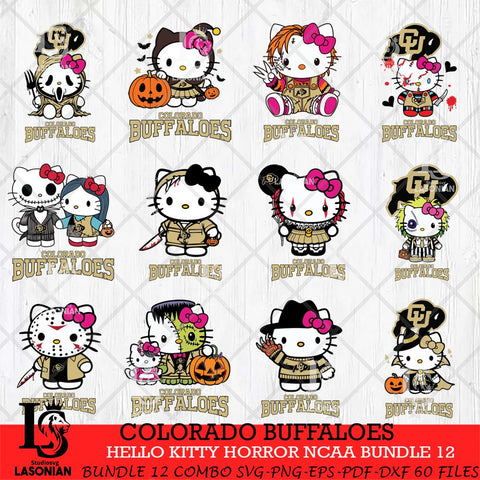 Colorado Buffaloes Hello Kitty Horror NCAA Bundle 12 SVG Svg Eps Dxf Png File, Digital Download
