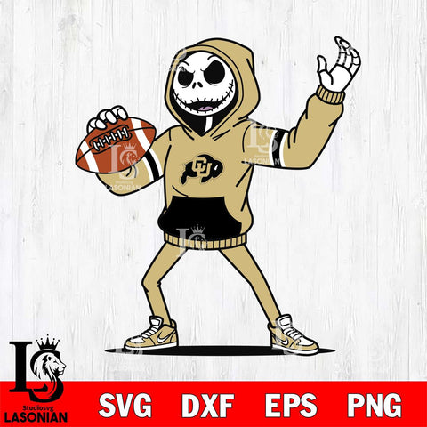 Colorado Buffaloes Jack Skellington Football Christmas File Cut, NCAA SVG DXF EPS PNG FILE, Digital Download , Criucut , Silhouette