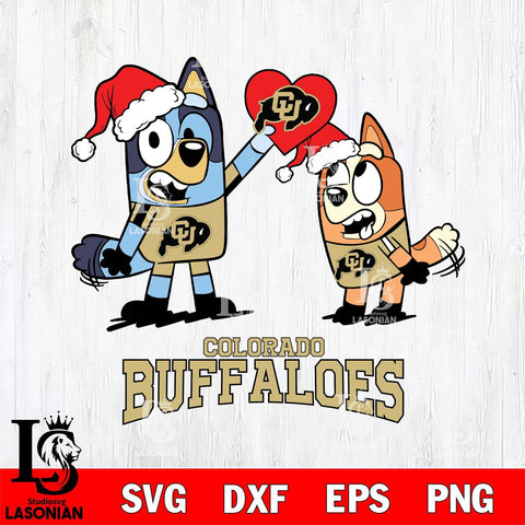 Colorado Buffaloes Love Bluey Christmas Svg Eps Dxf Png File, Digital Download