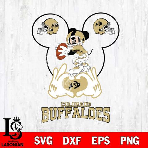 Colorado Buffaloes Mickey Heart Rugby Svg Eps Dxf Png File, Digital Download ,Instant Download, Cricut File