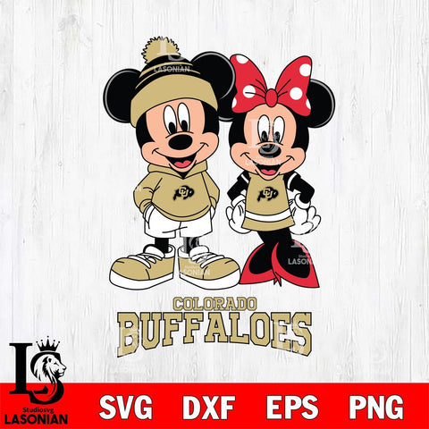 Colorado Buffaloes Mickey Minnie Mouse Cute Football Svg Eps Dxf Png File, NCAA svg , File Cut , Digital Download , Instant Download, Cut Svg Files