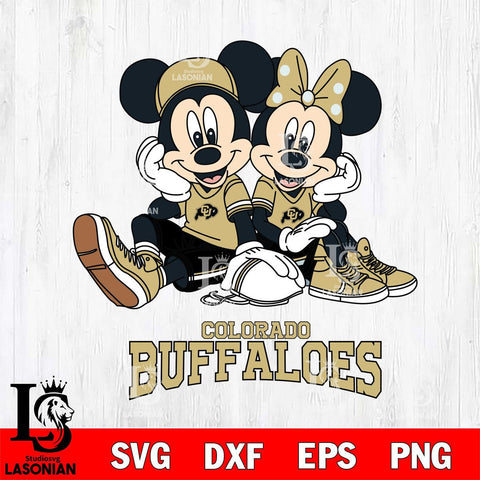 Colorado Buffaloes Mickey Minnie Mouse Football Sit Svg Eps Dxf Png File, NCAA svg , File Cut , Digital Download , Instant Download, Cut Svg Files