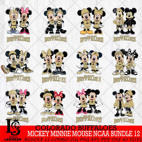 Colorado Buffaloes Mickey Minnie Mouse NCAA Bundle 12 Svg Eps Dxf Png File, Bundle NCAA svg , File Cut , Digital Download , Instant Download, Cut Svg Files