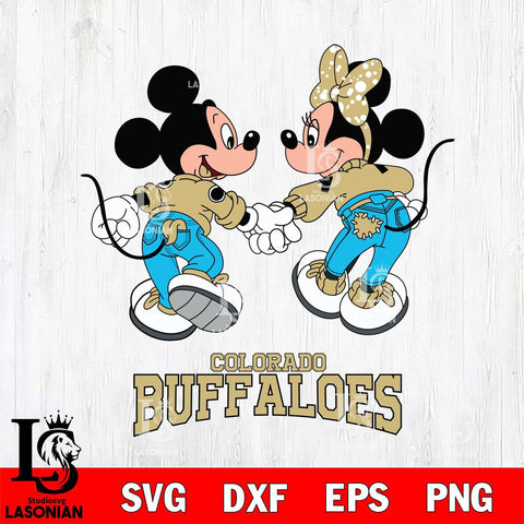 Colorado Buffaloes Mickey Minnie Valentine Rugby Svg Eps Dxf Png File, Digital Download ,Instant Download, Cricut File