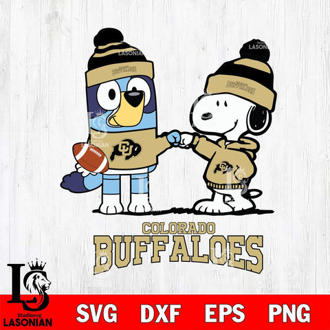 Colorado Buffaloes Snoopy & Bluey Football Svg Eps Dxf Png File,NCAA Svg Files,Chill Guy svg ,Digital Download ,Instant Download, Cricut File