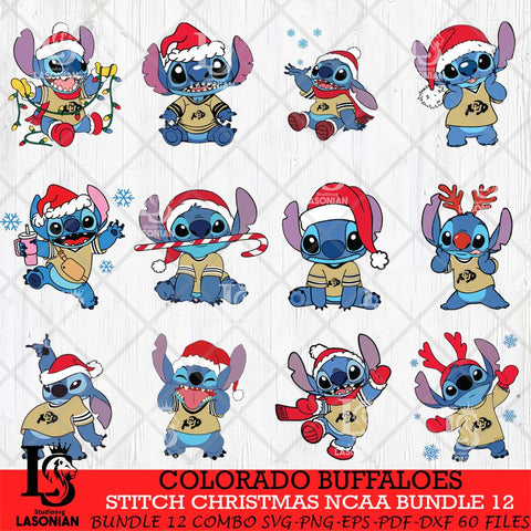 Colorado Buffaloes Stitch Christmas NCAA Bundle 12 Svg Eps Dxf Png File, Digital Download, Instant Download