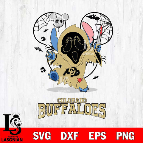 Colorado Buffaloes Stitch Ghost Face Halloween 2 Svg Eps Dxf Png File, Digital Download, Instant Download