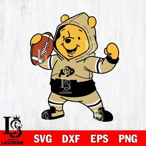 Colorado Buffaloes Winnie The Pooh Disney Football Christmas File Cut, NCAA SVG DXF EPS PNG FILE, Digital Download , Criucut , Silhouette