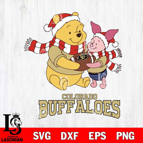 Colorado Buffaloes Winnie the Pooh & Piglet Football Cricut,Christmas SVG DXF EPS PNG FILE, NCAA Digital Download,Instant Download, Silhouette