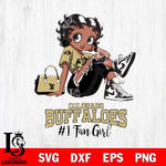 Colorado Buffaloes #1 Black Fan Girl Betty Boop, Svg Eps Dxf Png File, Digital Download