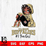Colorado Buffaloes #1 beauty Black Fan Girl, Svg Eps Dxf Png File, Digital Download