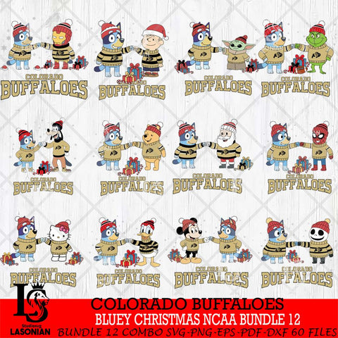 Colorado Buffaloes  Bluey friends christmas NCAA Bundle File Cut,Bundle NCAA SVG DXF EPS PNG FILE, Digital Download,Instant Download, Silhouette