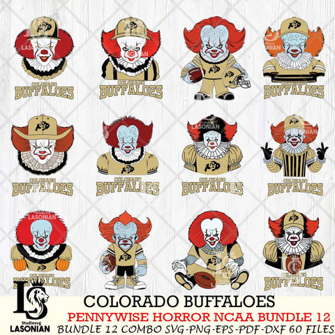 Colorado Buffaloes  Pennywise Horror NCAA Bundle 12 SVG Svg Eps Dxf Png File, Digital Download