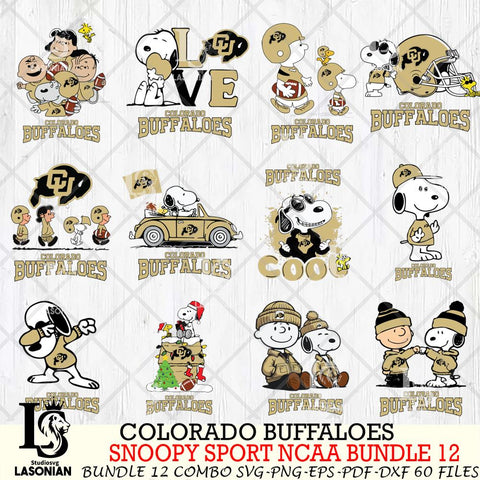 Colorado Buffaloes  Snoopy NCAA Bundle 12 SVG Svg Eps Dxf Png File, Digital Download