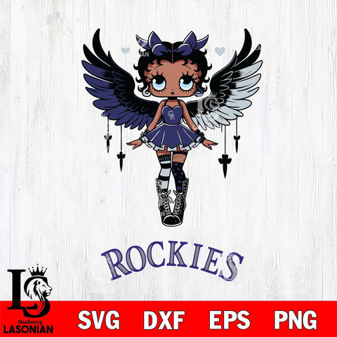 Colorado Rockies Anglel Black Fan Girl Betty Boop