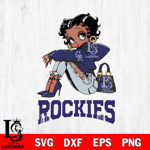 Colorado Rockies Betty Boop Black Fan Girl Svg Eps Dxf Png File, Digital Download, Instant Download