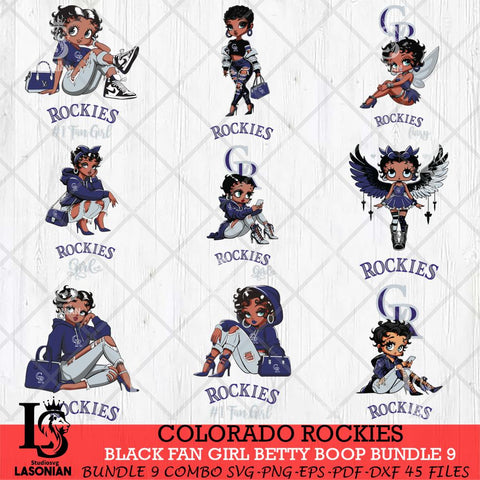 Colorado Rockies Black Fan Girl Betty Boop Bundle 9, Svg Eps Dxf Png File, Digital Download