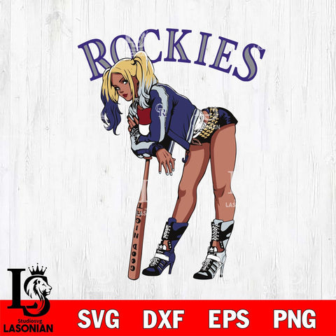 Colorado Rockies Black Fan Girl Harley Quinn MLB Svg Eps Dxf Png File, Digital Download, Instant Download