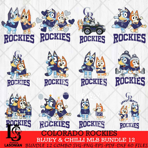 Colorado Rockies Bluey & Bingo MLB Bundle 12 SVG Eps Dxf Png File, Bundle MLB svg, Digital Download, Instant Download