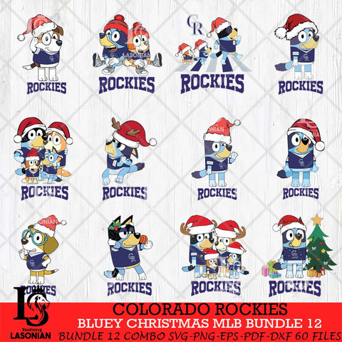 Colorado Rockies Bluey Christmas MLB Bundle 12 file Cricut , Bluey Cricut , Christmas Svg , Bluey svg , Digital Download, dxf eps png pdf file