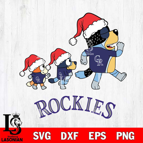 Colorado Rockies Bluey Family Christmas Svg Eps Dxf Png File, Digital Download